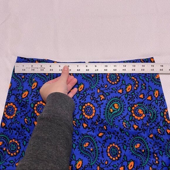 J. Crew Factory Blue & Orange‎ Paisley Mini Skirt - Picture 7 of 7